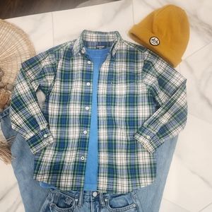 [ OSHKOSH B'GOSH] boys size 7, plaid long sleeve button-down shirt .